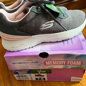 Skechers Charcoal and Light Pink Sneakers